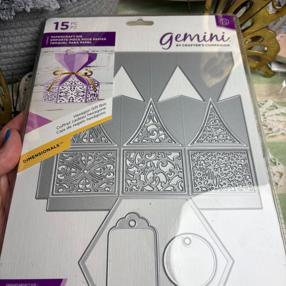 Gemini Crafters DIY Hexagonal Favor Box Tags Crafting Die Set
